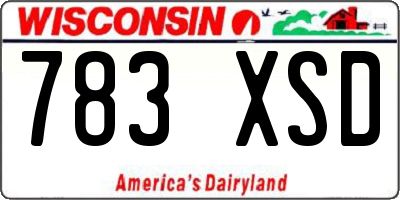WI license plate 783XSD