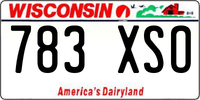 WI license plate 783XSO