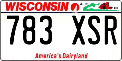 WI license plate 783XSR