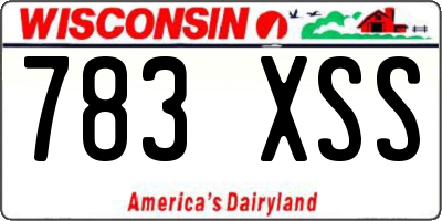 WI license plate 783XSS