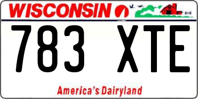 WI license plate 783XTE
