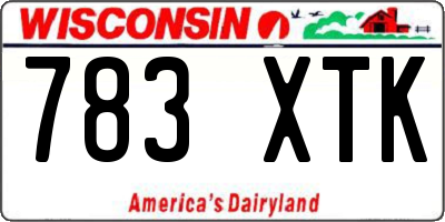 WI license plate 783XTK