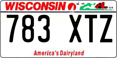 WI license plate 783XTZ