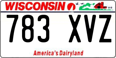 WI license plate 783XVZ