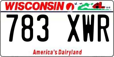 WI license plate 783XWR