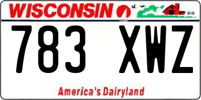 WI license plate 783XWZ