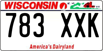 WI license plate 783XXK