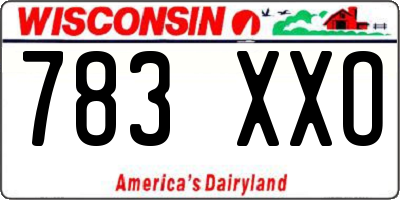 WI license plate 783XXO