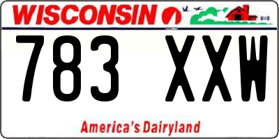 WI license plate 783XXW
