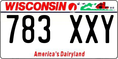 WI license plate 783XXY