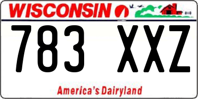WI license plate 783XXZ