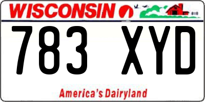 WI license plate 783XYD