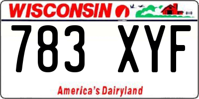 WI license plate 783XYF