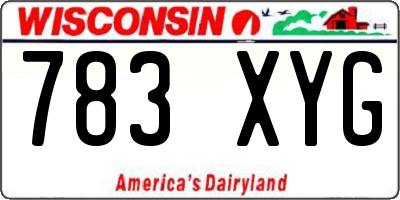 WI license plate 783XYG