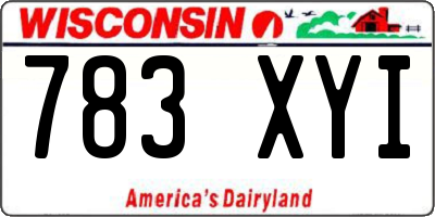 WI license plate 783XYI