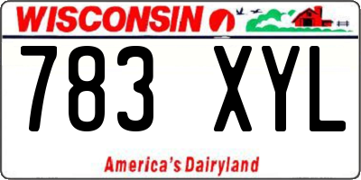 WI license plate 783XYL