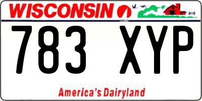 WI license plate 783XYP