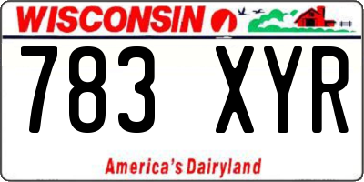 WI license plate 783XYR