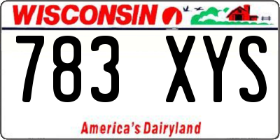 WI license plate 783XYS