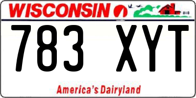WI license plate 783XYT