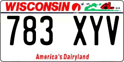 WI license plate 783XYV