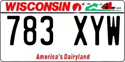 WI license plate 783XYW