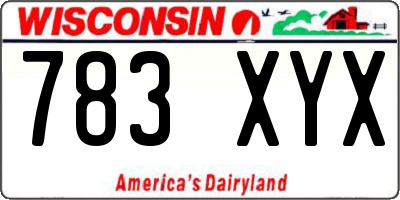 WI license plate 783XYX