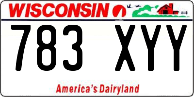 WI license plate 783XYY