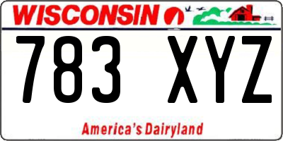 WI license plate 783XYZ