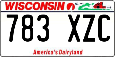 WI license plate 783XZC