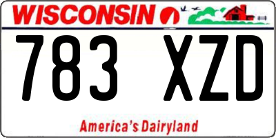 WI license plate 783XZD