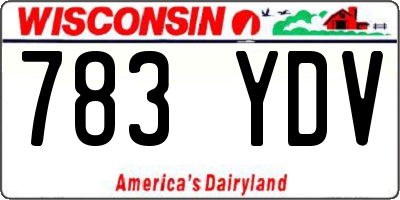 WI license plate 783YDV