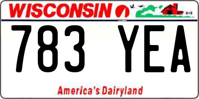 WI license plate 783YEA