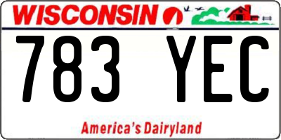 WI license plate 783YEC