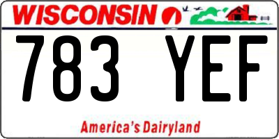WI license plate 783YEF