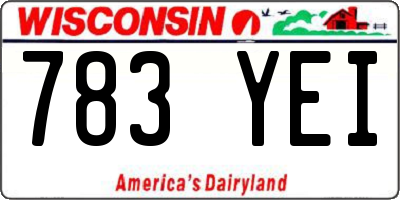 WI license plate 783YEI