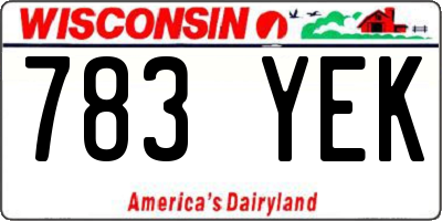 WI license plate 783YEK