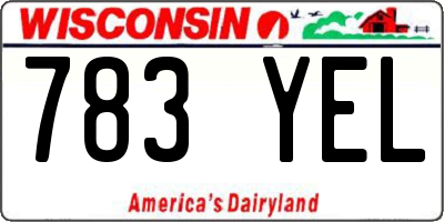 WI license plate 783YEL