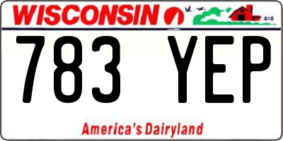 WI license plate 783YEP