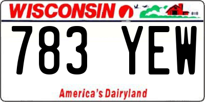WI license plate 783YEW