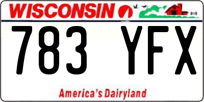 WI license plate 783YFX