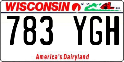 WI license plate 783YGH