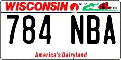WI license plate 784NBA