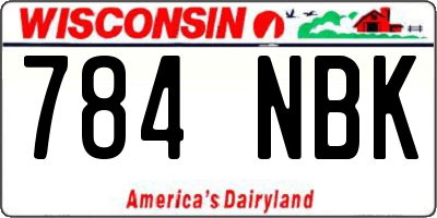 WI license plate 784NBK