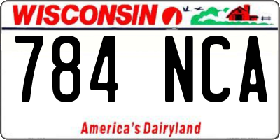 WI license plate 784NCA