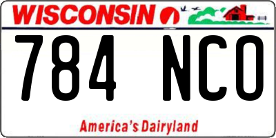 WI license plate 784NCO