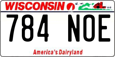 WI license plate 784NOE