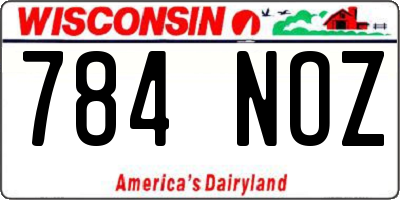 WI license plate 784NOZ