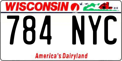 WI license plate 784NYC