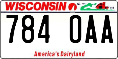 WI license plate 784OAA